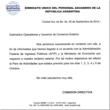 Se levantó el paro en Aduana