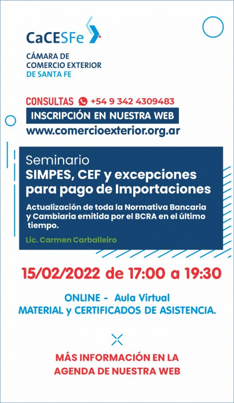 Seminario sobre SIMPES, CEF Y Excepciones Para Pago De Importaciones