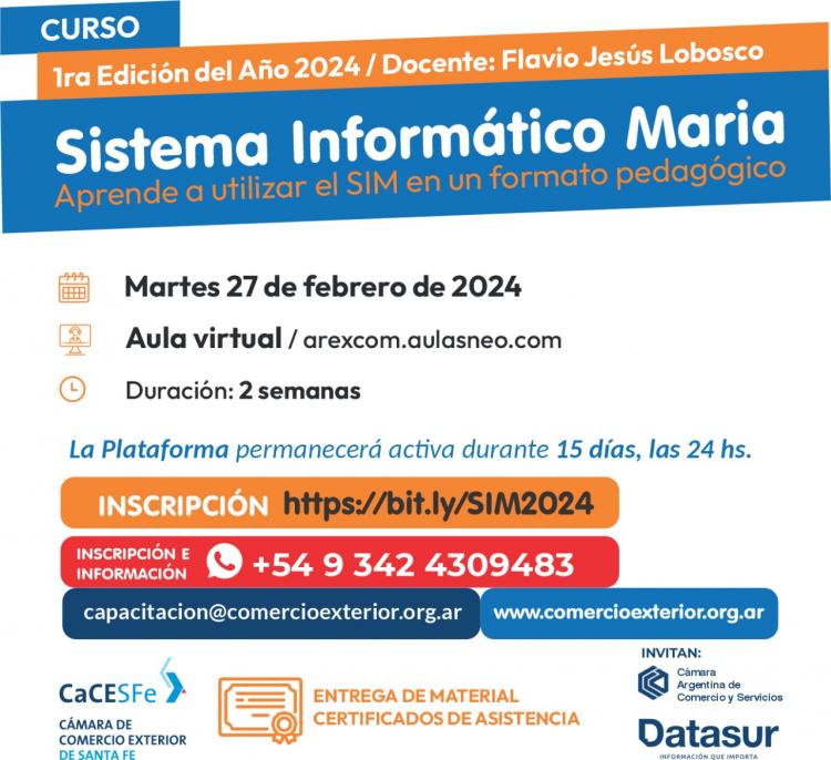 Curso de Sistema Informatico Maria . A distancia.